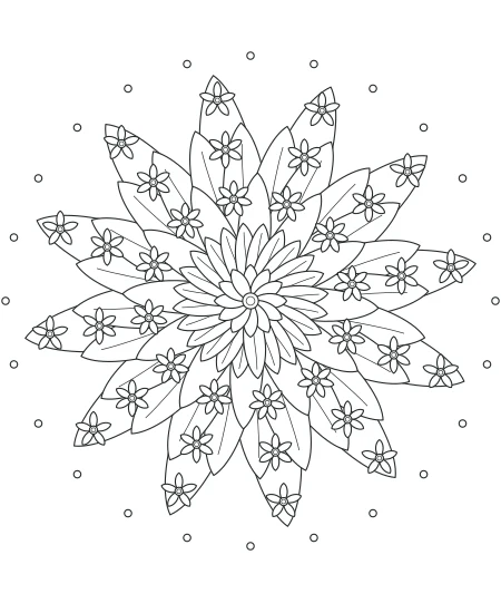 Sage Daydream Flower Medallions — uncolored flower medallions drawing