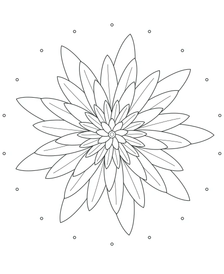Sage Daydream Petal Mandala — uncolored petal mandala drawing