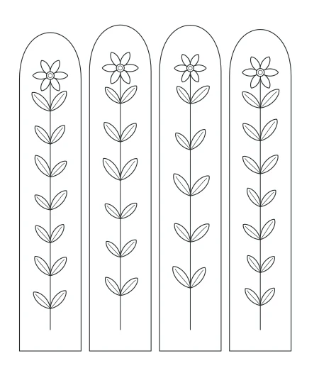 Silver Fern Botanical Windows — uncolored botanical windows drawing