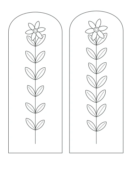 Silver Fern Botanical Windows — uncolored botanical windows drawing