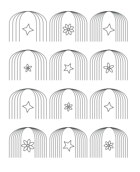 Silver Fern Deco Arches — uncolored deco arches drawing