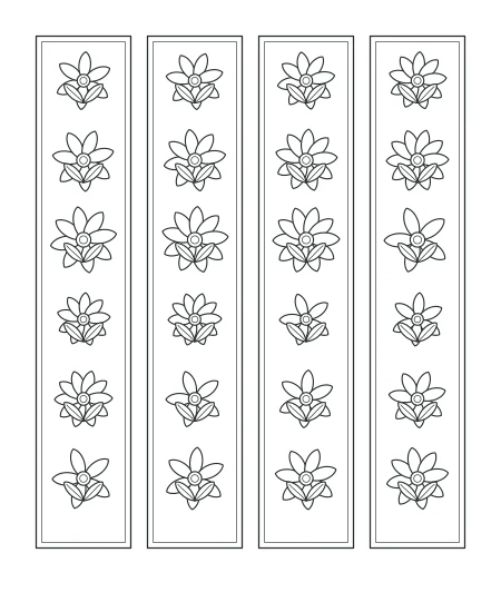 Silver Fern Floral Bookmarks — uncolored floral bookmarks drawing