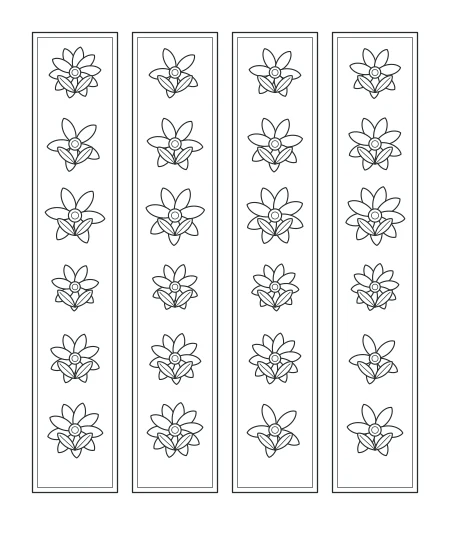 Silver Fern Floral Bookmarks — uncolored floral bookmarks drawing