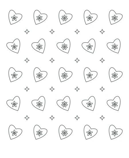 Silver Fern Heart Lace — uncolored heart lace drawing