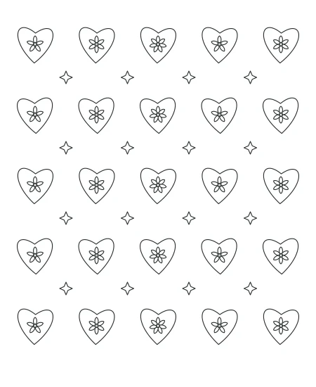 Silver Fern Heart Lace — uncolored heart lace drawing