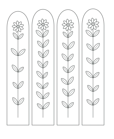 Soft Morning Botanical Windows — uncolored botanical windows drawing