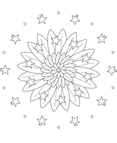 Soft Morning Celestial Mandala — uncolored celestial mandala drawing