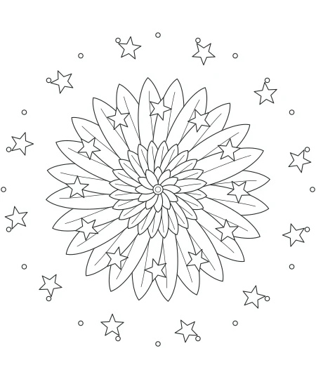 Soft Morning Celestial Mandala — uncolored celestial mandala drawing