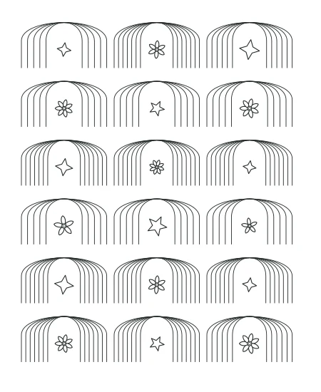 Soft Morning Deco Arches — uncolored deco arches drawing
