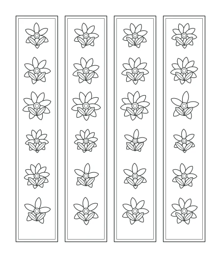 Soft Morning Floral Bookmarks — uncolored floral bookmarks drawing
