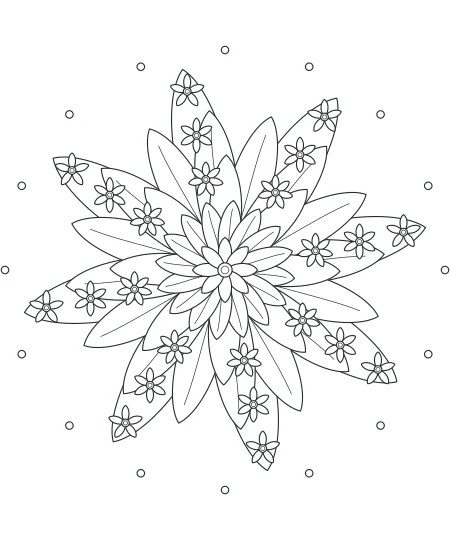 Flower Medallions black-and-white line drawing