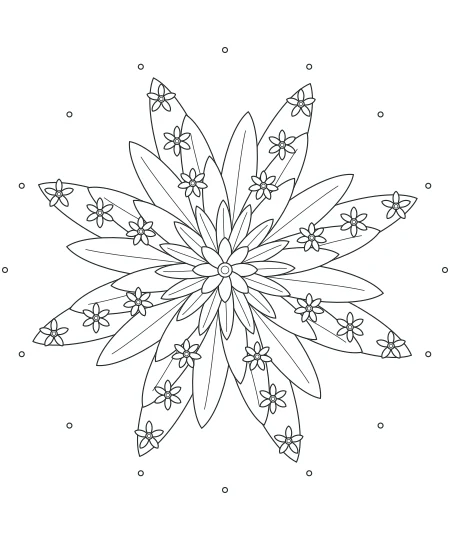 Soft Morning Flower Medallions — uncolored flower medallions drawing