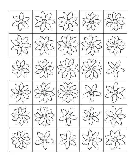 Soft Morning Garden Mosaic — uncolored garden mosaic drawing