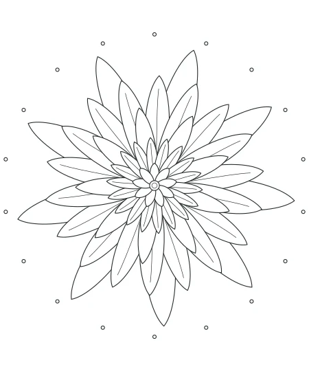 Soft Morning Petal Mandala — uncolored petal mandala drawing