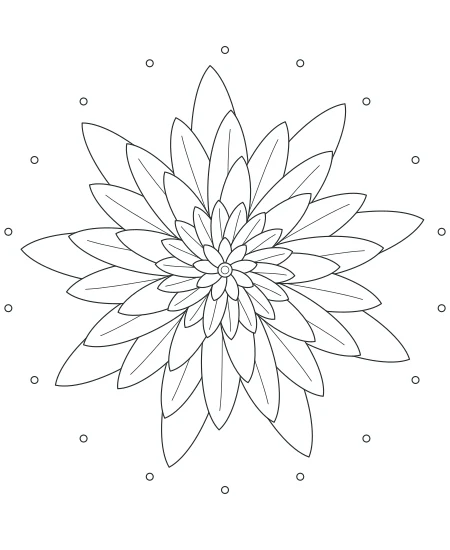 Soft Morning Petal Mandala — uncolored petal mandala drawing