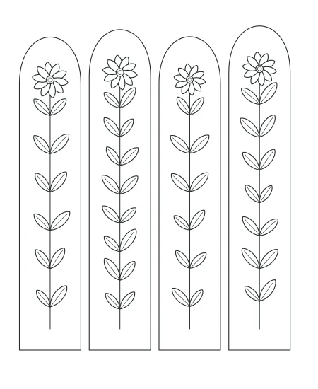 Sunday Garden Botanical Windows — uncolored botanical windows drawing