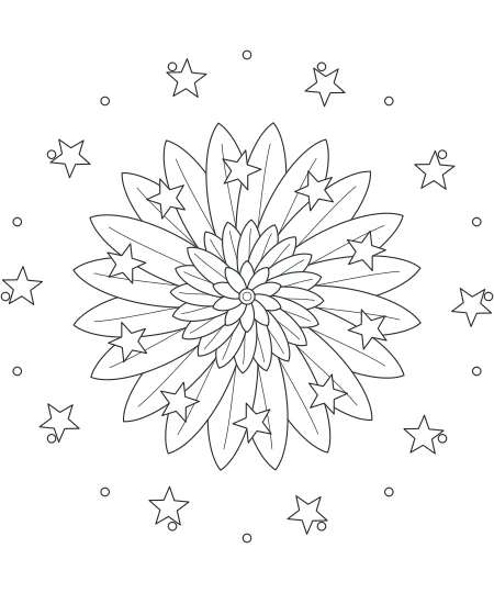 Sunday Garden Celestial Mandala — uncolored celestial mandala drawing