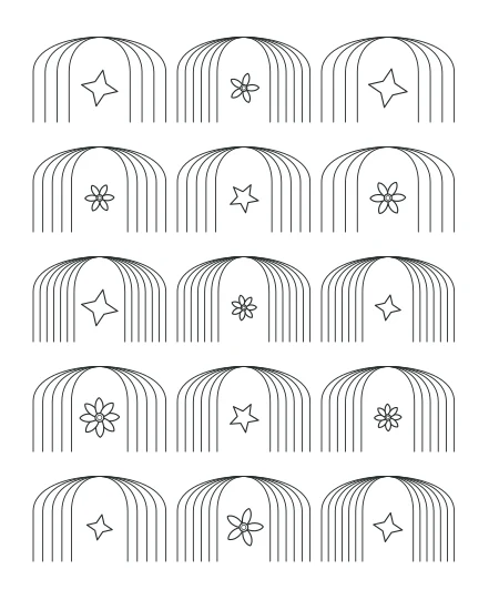 Sunday Garden Deco Arches — uncolored deco arches drawing