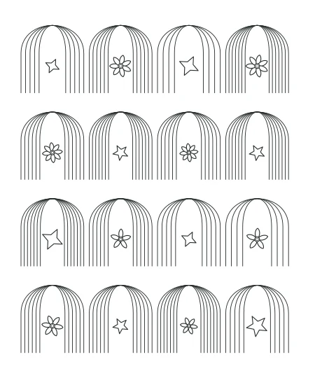 Sunday Garden Deco Arches — uncolored deco arches drawing