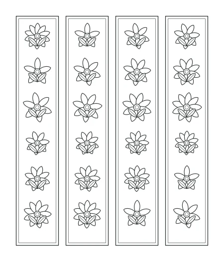 Sunday Garden Floral Bookmarks — uncolored floral bookmarks drawing