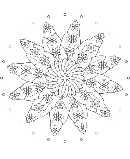 Sunday Garden Flower Medallions — uncolored flower medallions drawing