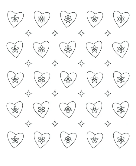 Sunday Garden Heart Lace — uncolored heart lace drawing