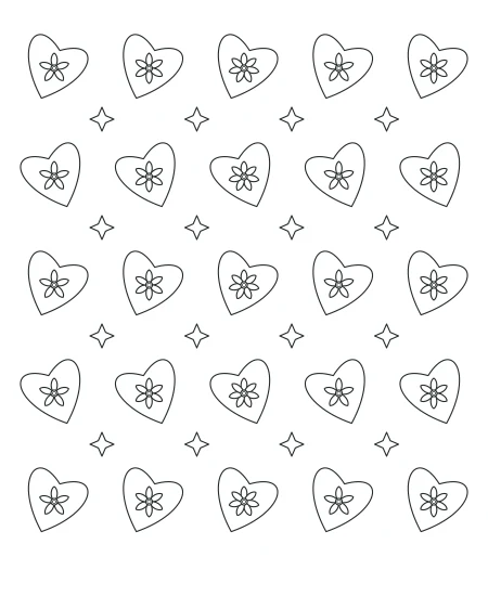 Sunday Garden Heart Lace — uncolored heart lace drawing