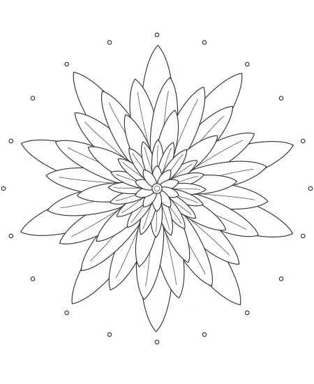 Sunday Garden Petal Mandala — uncolored petal mandala drawing