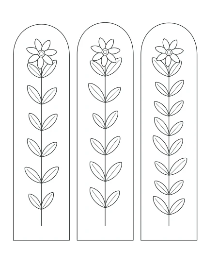 Sunlit Study Botanical Windows — uncolored botanical windows drawing