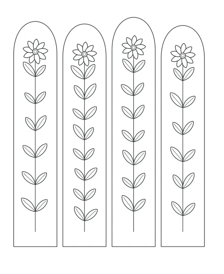 Sunlit Study Botanical Windows — uncolored botanical windows drawing