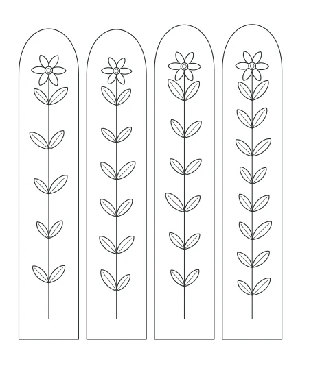 Sunlit Study Botanical Windows — uncolored botanical windows drawing