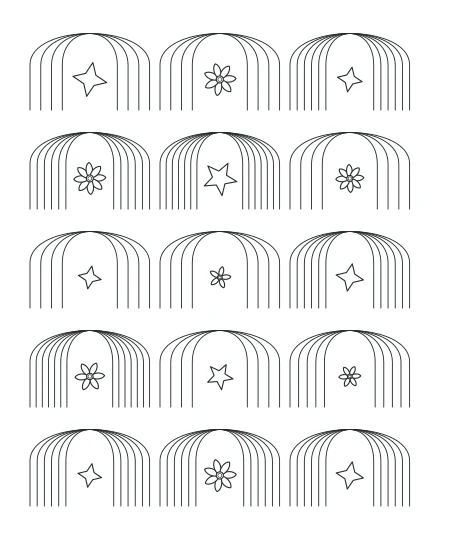Sunlit Study Deco Arches — uncolored deco arches drawing