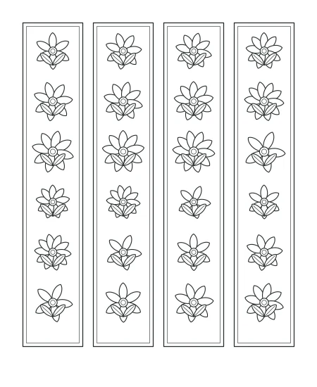 Sunlit Study Floral Bookmarks — uncolored floral bookmarks drawing