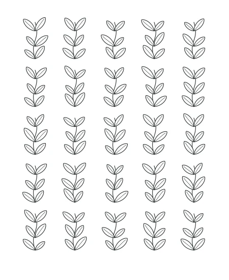 Leaf Tapestry black-and-white line drawing