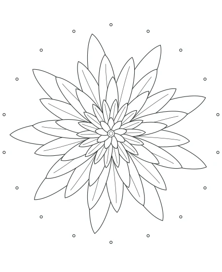 Sunlit Study Petal Mandala — uncolored petal mandala drawing