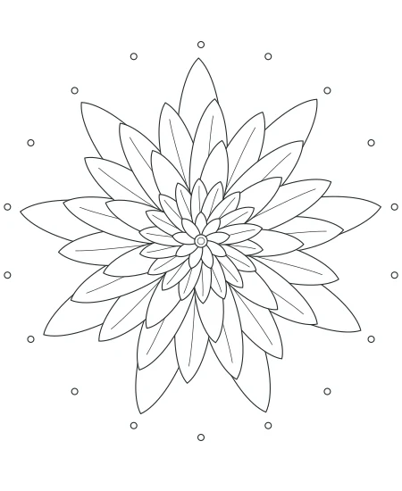 Sunlit Study Petal Mandala — uncolored petal mandala drawing