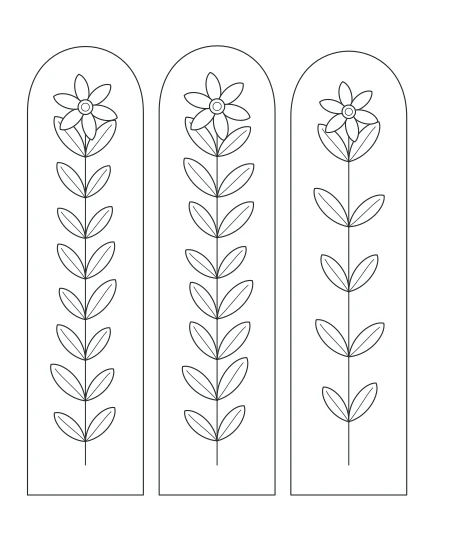 Twilight Petals Botanical Windows — uncolored botanical windows drawing