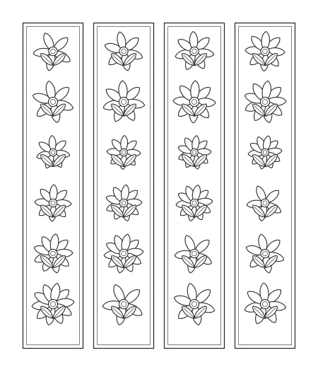 Twilight Petals Floral Bookmarks — uncolored floral bookmarks drawing