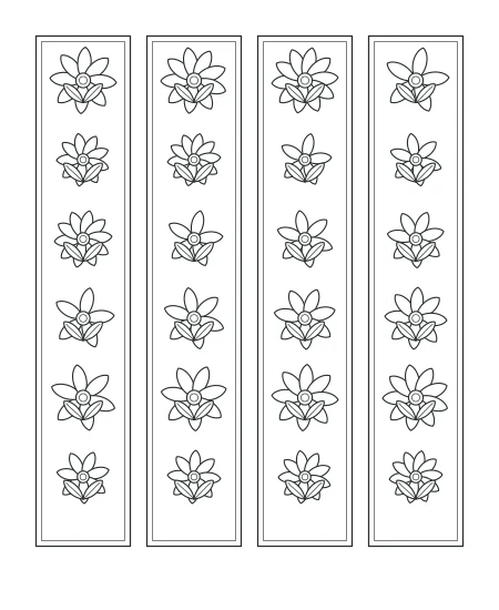 Twilight Petals Floral Bookmarks — uncolored floral bookmarks drawing