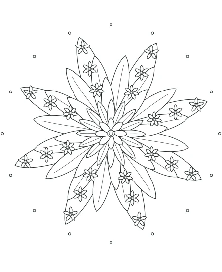 Twilight Petals Flower Medallions — uncolored flower medallions drawing