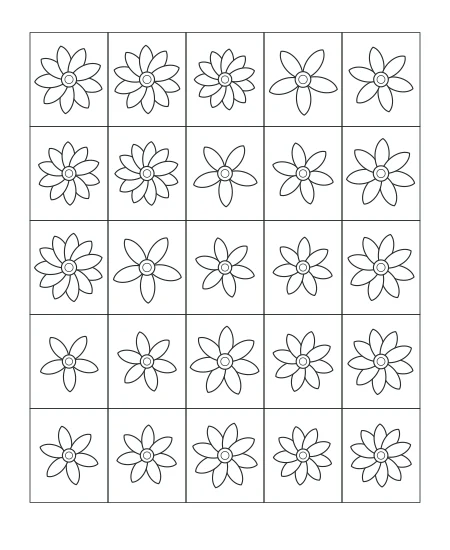 Twilight Petals Garden Mosaic — uncolored garden mosaic drawing