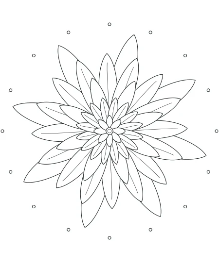 Twilight Petals Petal Mandala — uncolored petal mandala drawing