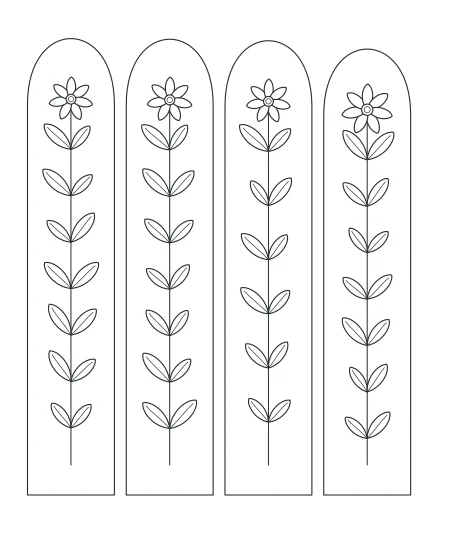 Willow Walk Botanical Windows — uncolored botanical windows drawing
