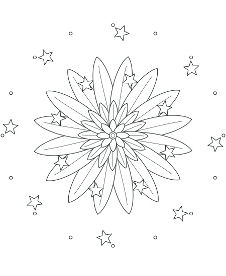 Willow Walk Celestial Mandala — uncolored celestial mandala drawing