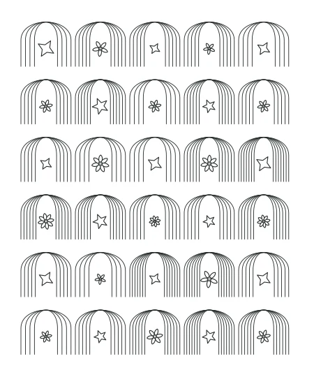 Willow Walk Deco Arches — uncolored deco arches drawing