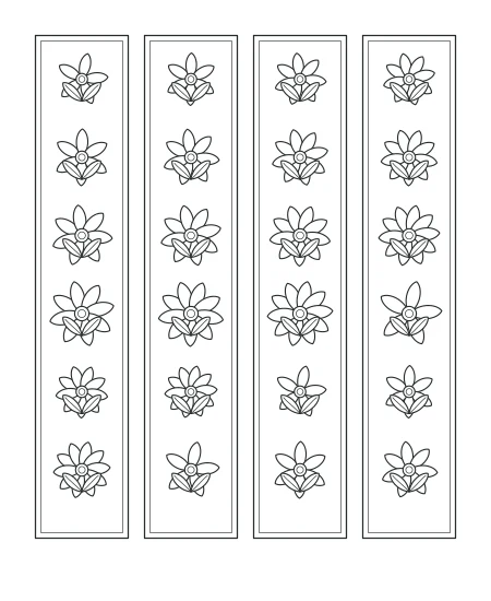 Floral Bookmarks black-and-white line drawing