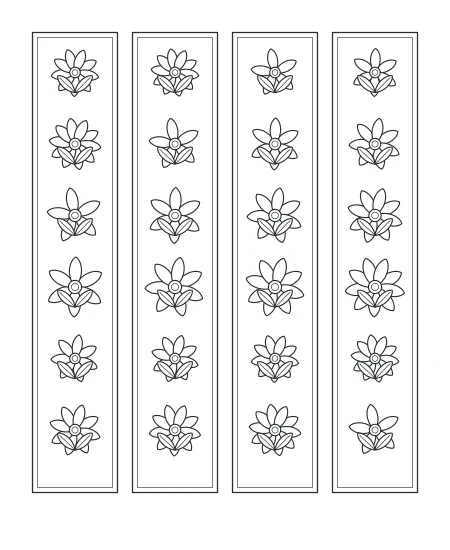 Willow Walk Floral Bookmarks — uncolored floral bookmarks drawing
