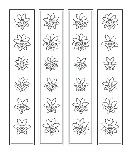 Willow Walk Floral Bookmarks — uncolored floral bookmarks drawing