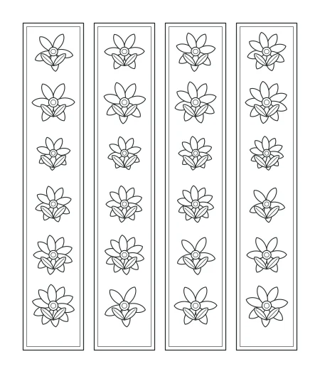 Willow Walk Floral Bookmarks — uncolored floral bookmarks drawing