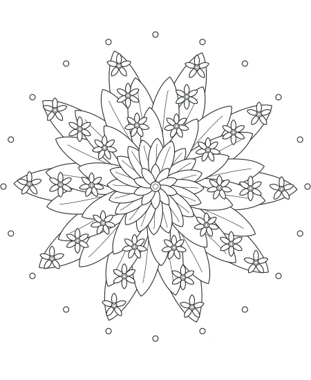 Willow Walk Flower Medallions — uncolored flower medallions drawing